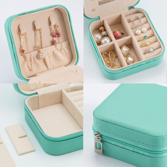 NEW Small Zippered Jewelry Box, Tiffany Blue/Turquoise - Picture 8 of 13